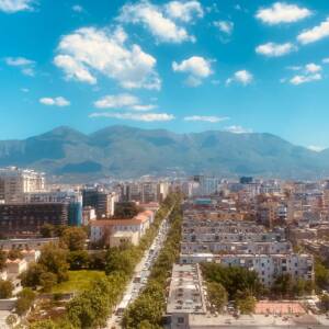 Tirana With Mountains In The Background